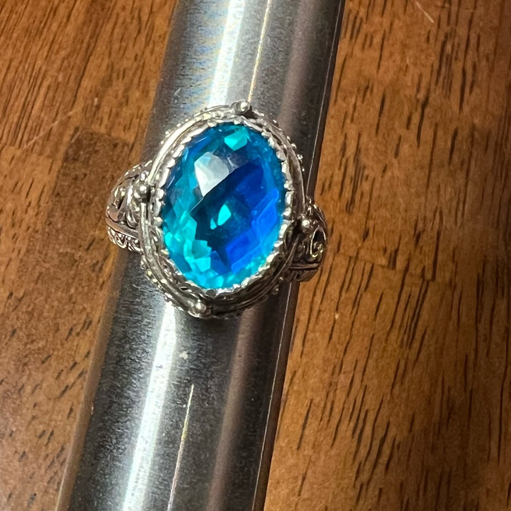 .925 sterling silver Peacock Quartz ring